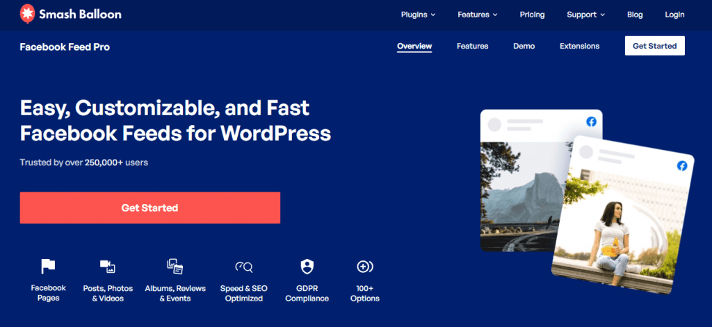 Smash Balloon Facebook feed web page