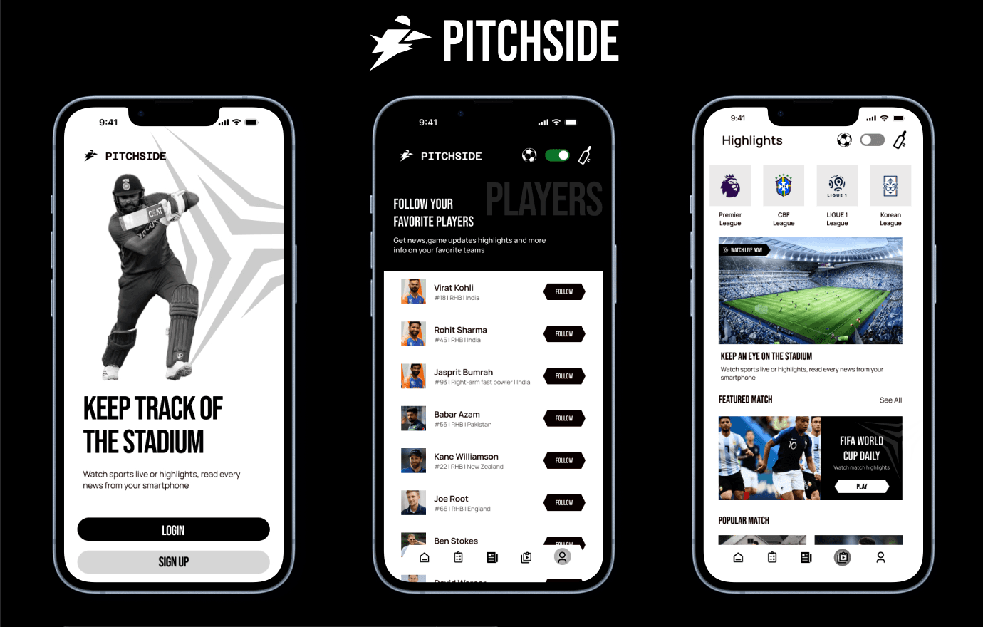 Pitchside: A Sports App for Football and Cricket Enthusiasts