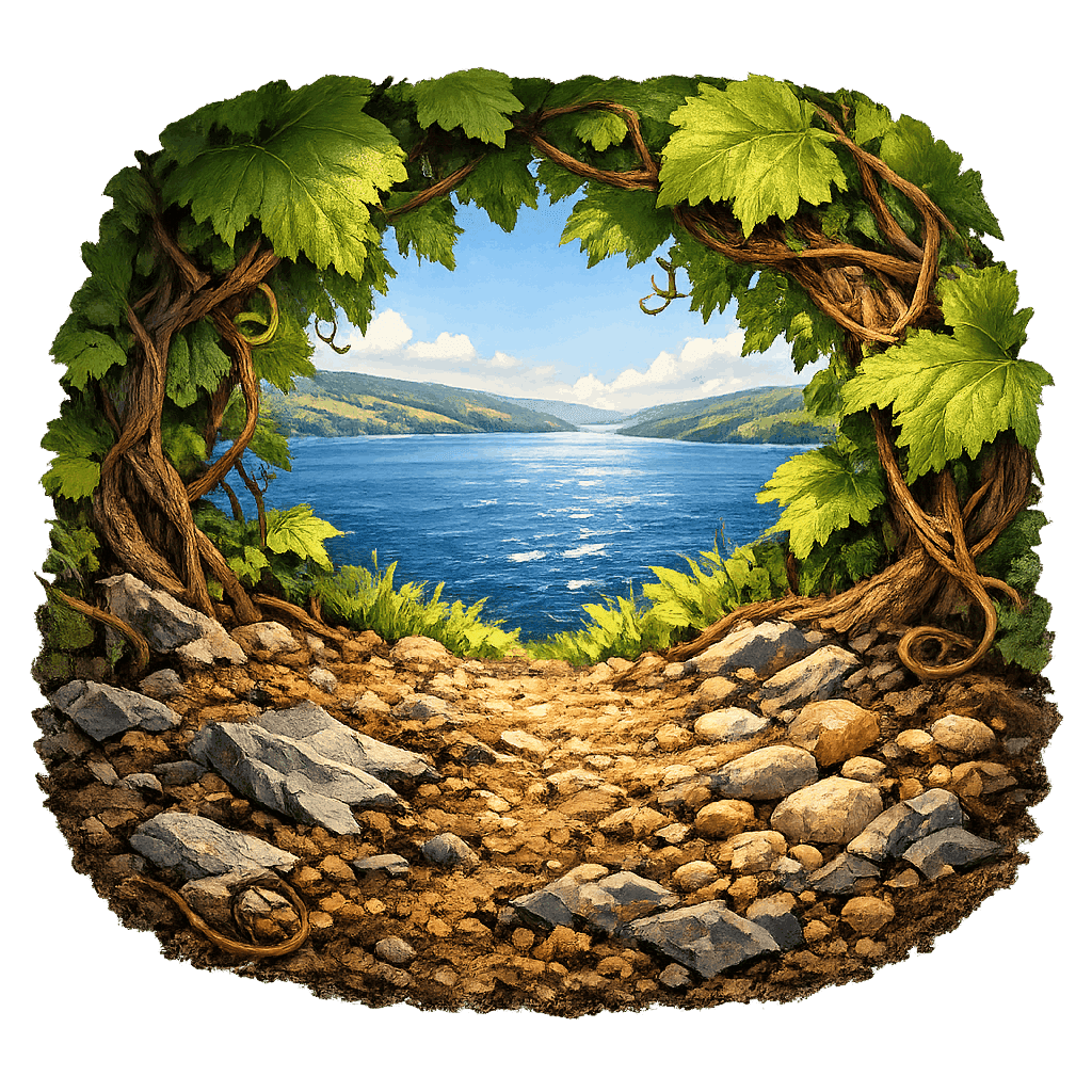 Detailed graphic of the Cayuga Lake wine region.