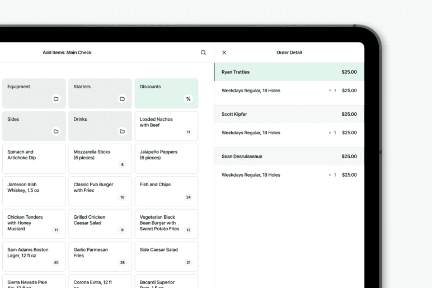 Whoosh’s software interface showing POS integration on a tablet