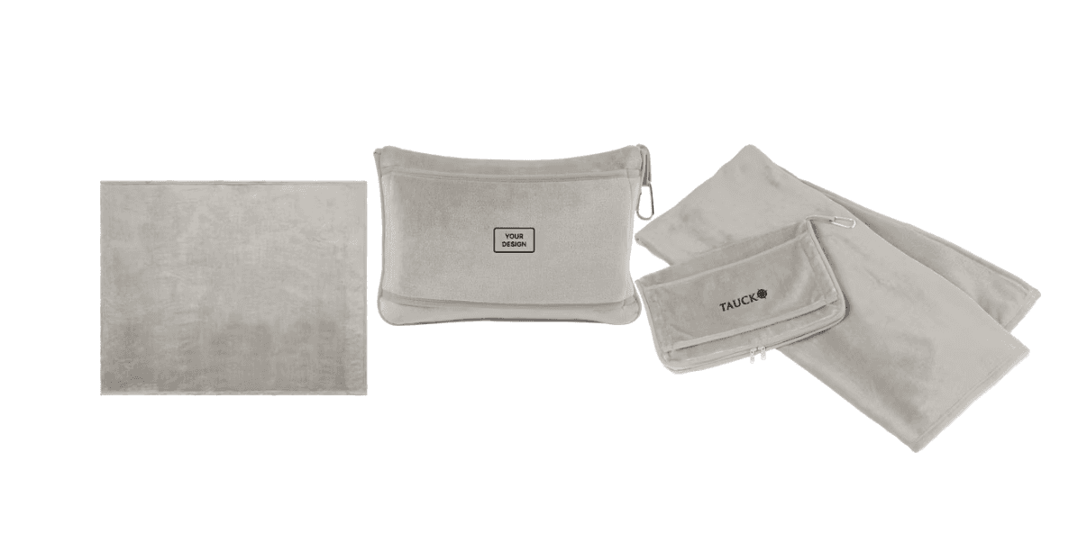 grey Branded pillow and blanket travel set for corporate gifting