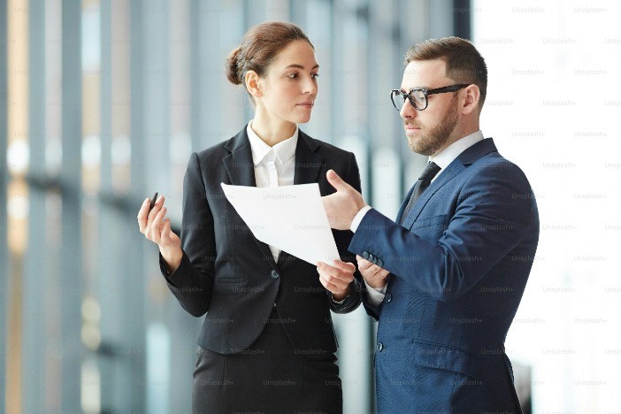 Two lawyers communicating