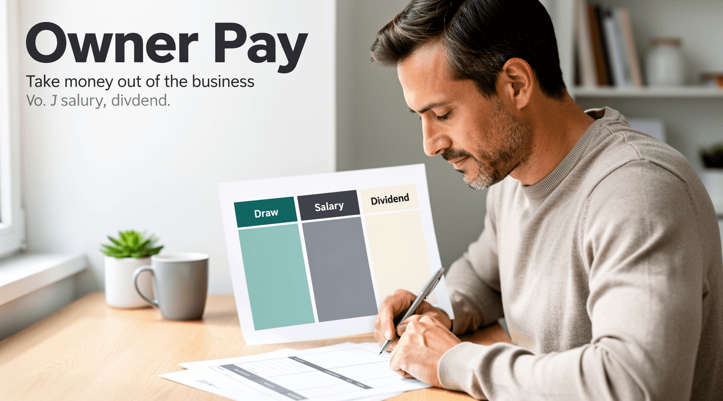 Three columns labeled "Draw", "Salary", and "Dividend" with the bookkeeping entry for each clearly delineated