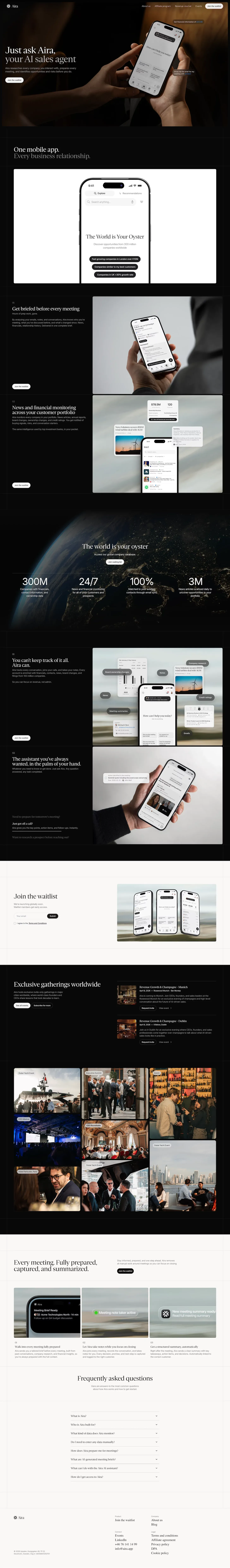 Aira landing page screenshot showcasing AI and Tech design