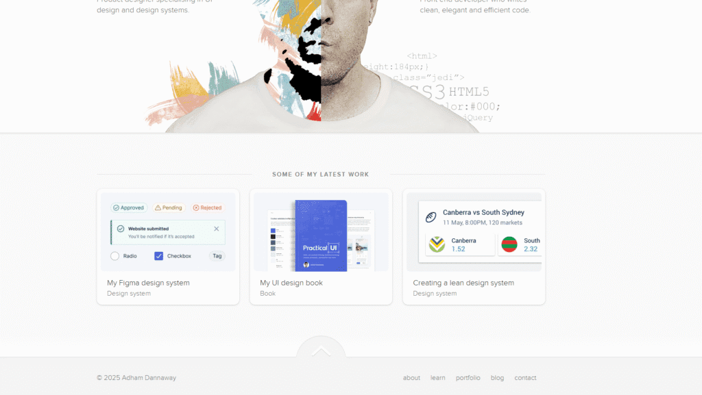 adam dannaway personal website footer