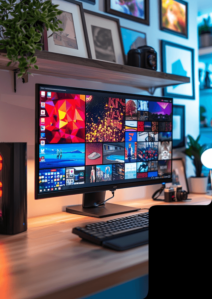 Monitor in a desk