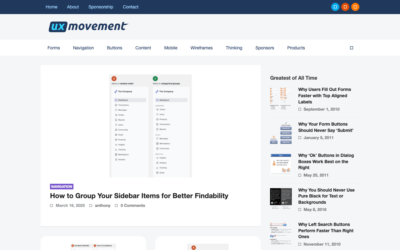 UX Movement екранна снимка