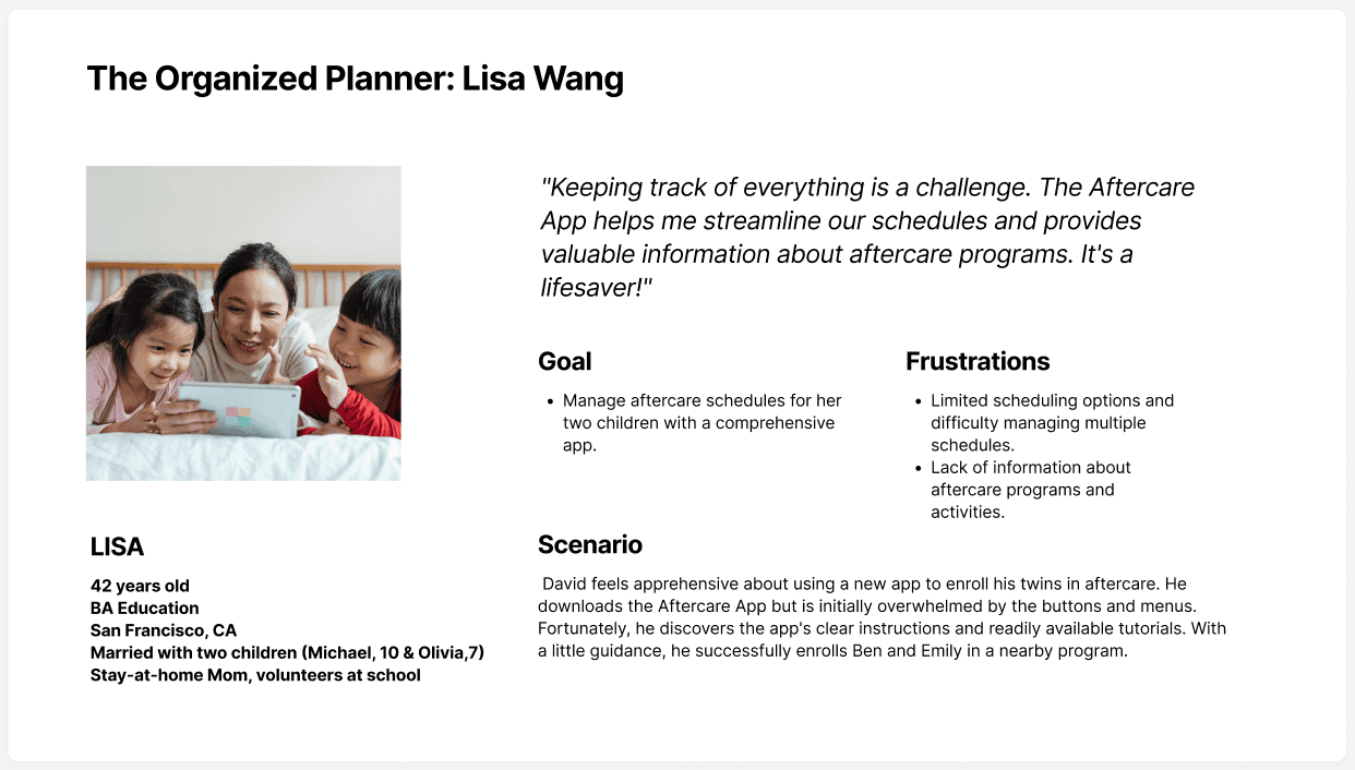 User Persona Lisa Wang