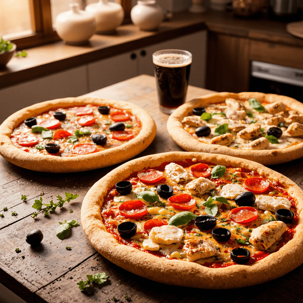 product photography of a set of pizzas