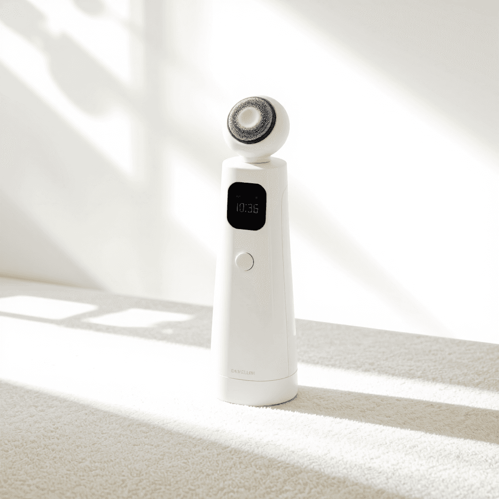 product photography of a facial cleansing device with a detachable handle