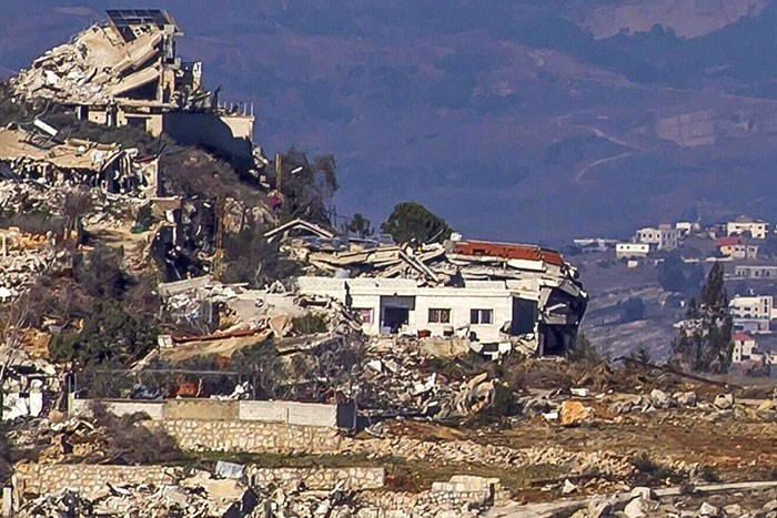 Lebanese border town that served as a Hezbollah stronghold overlooking the northern Israeli town of Avivim, Feb. 16, 2025. Photo courtesy of Rina Castelnuovo.