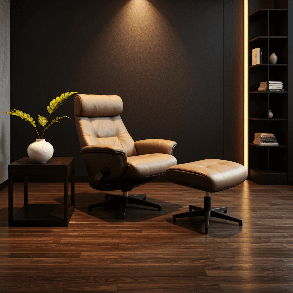 product photography of Luxury recliner chair and ottoman