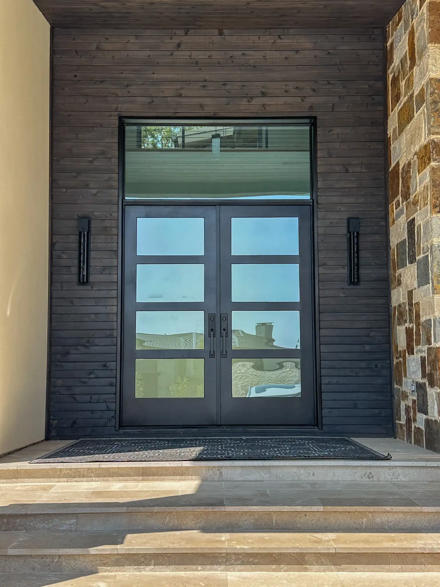 Grid double iron doors 4 lite by M2 Metals Iron Doors DFW