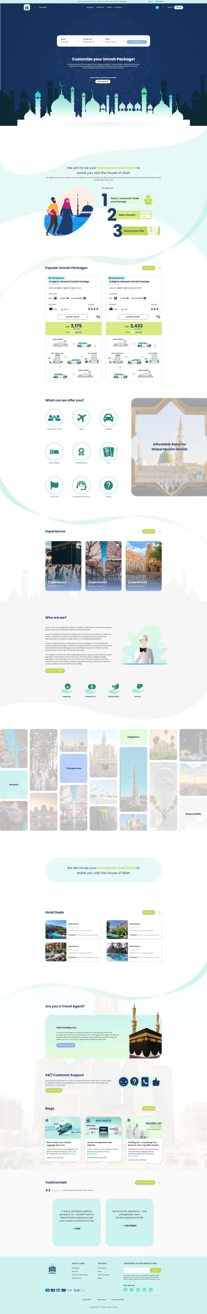 Custom Umrah travel agency Home designed by Dreams Agency, Mississauga, Ontario.