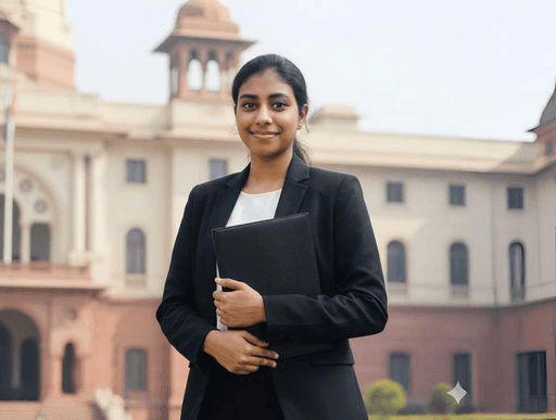 Lasya, a legal advisor standing infront of a court building