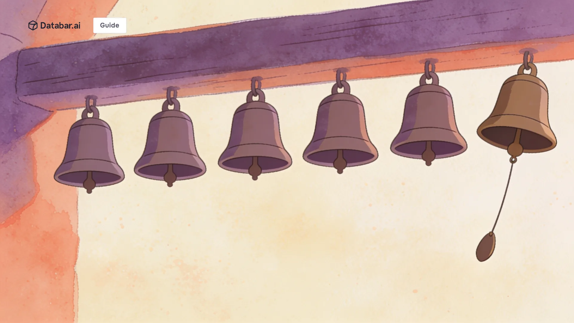 Illustration of six identical bells hung from one beam with a single bell swung out — 6 Questions Executives Must Ask About Data Enrichment