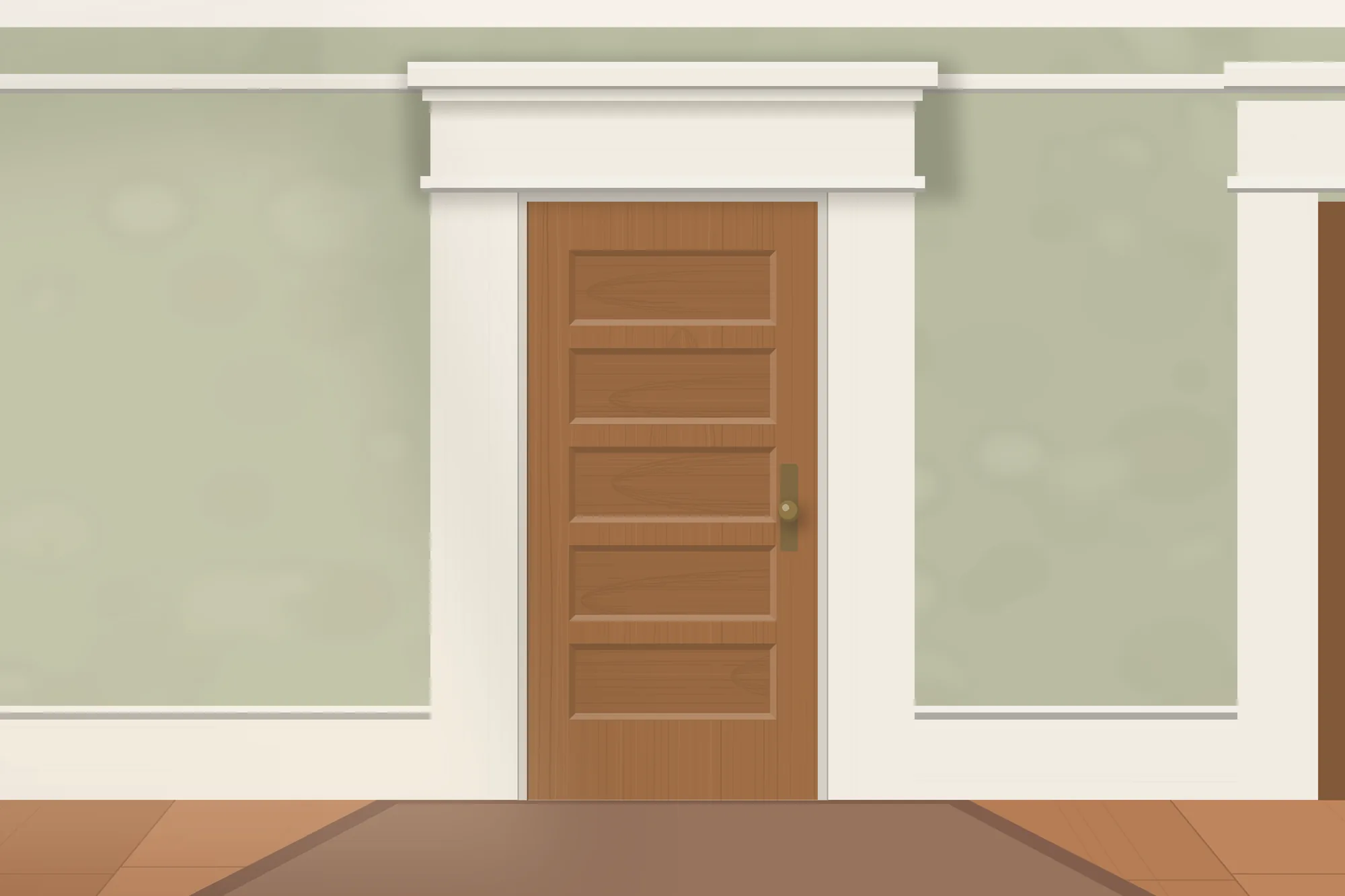 Craftsman door casing with a flat head cap in a hallway