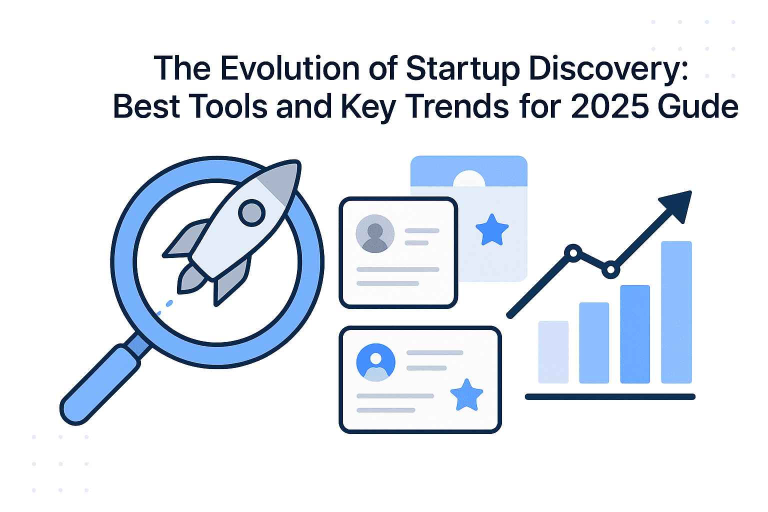 Timeline illustration showing the evolution of startup discovery from manual research to AI-driven and community-led tools.