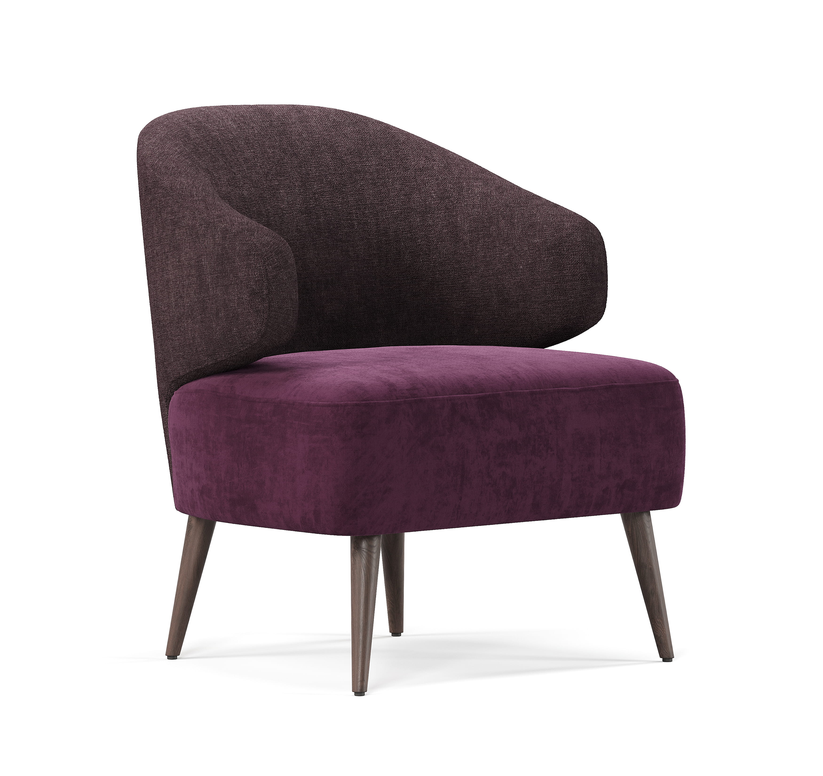 Modern lounge chair with soft upholstery and wooden legs