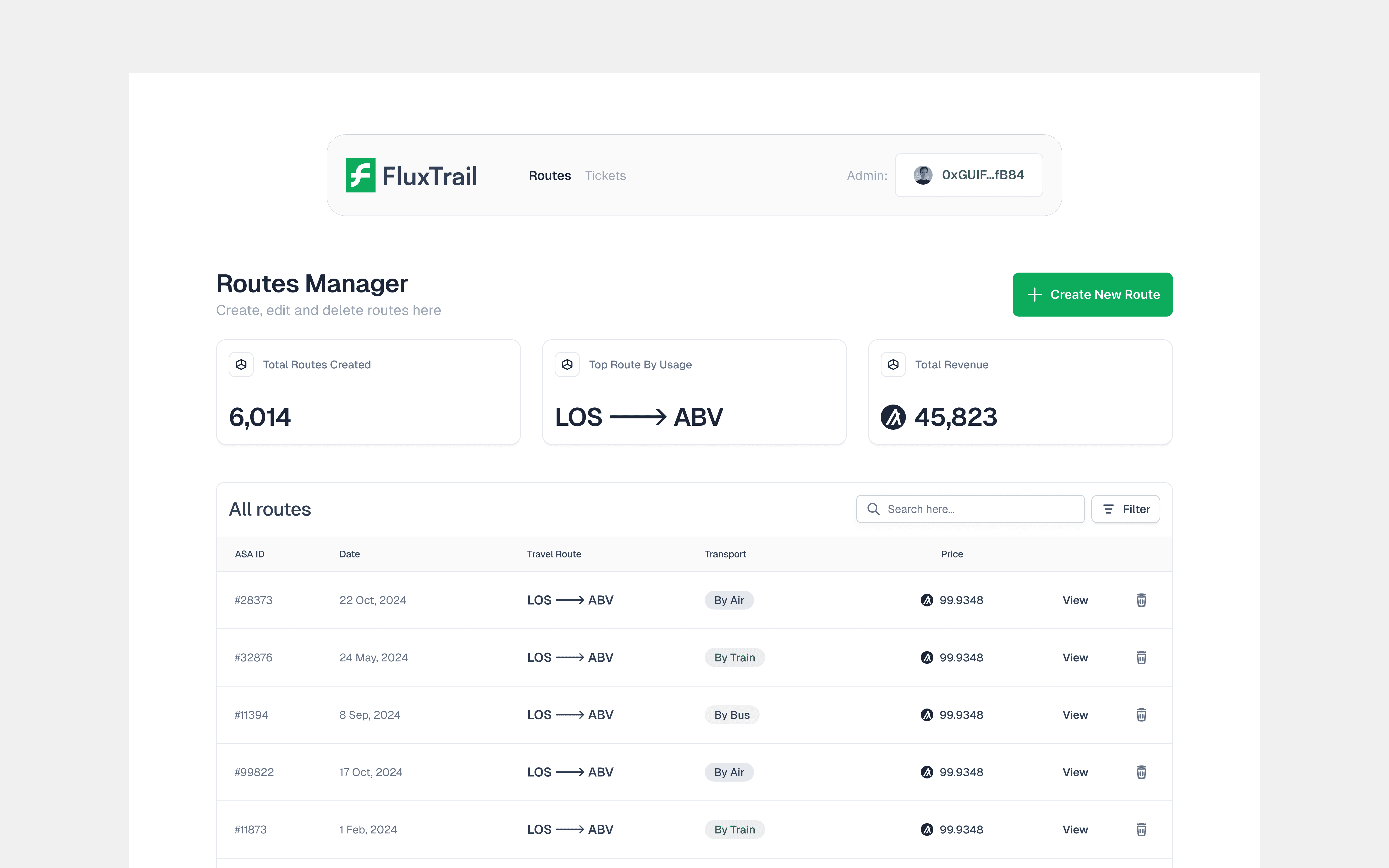 A UI shot for FluxTrail