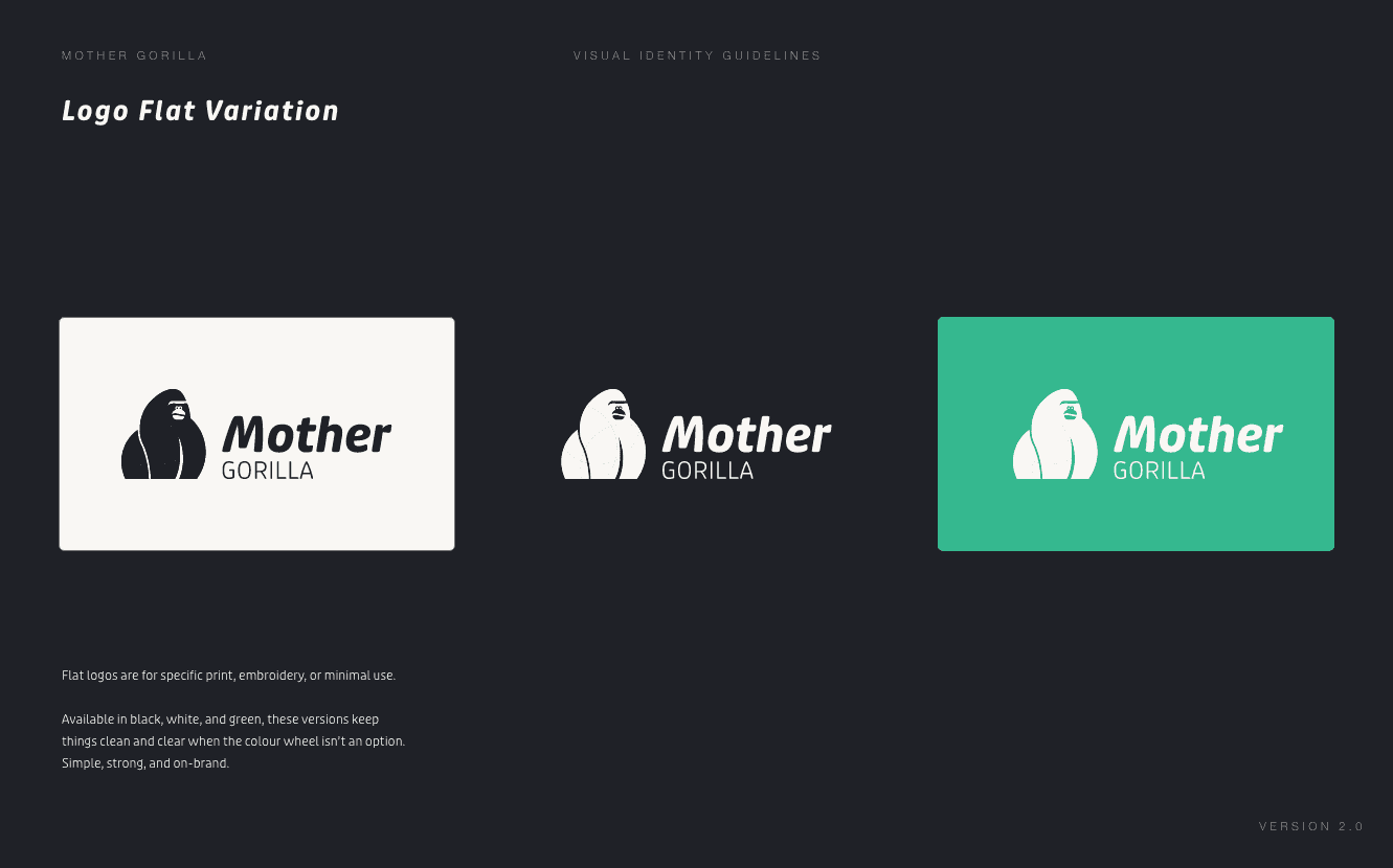 three inline logos with flat colourways