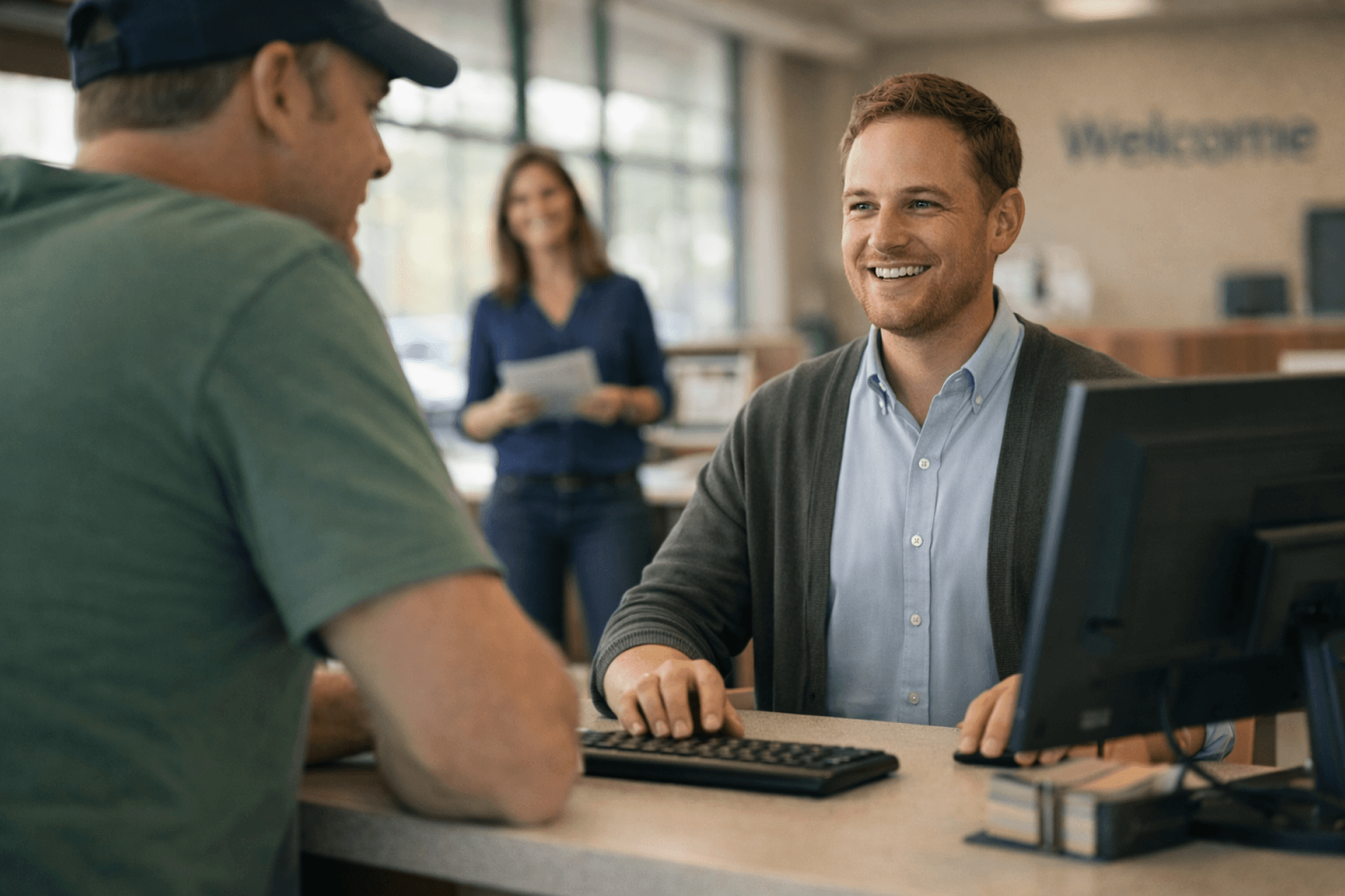 Credit union team collaborating on CBX core banking member service and teller workflow