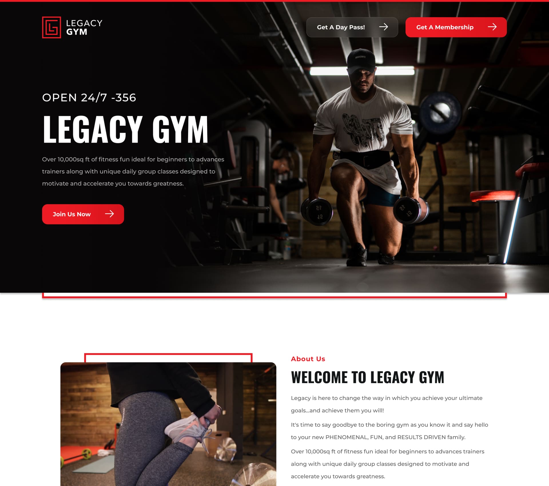 gym fitness website design with membership landing page and training programs | StackAura