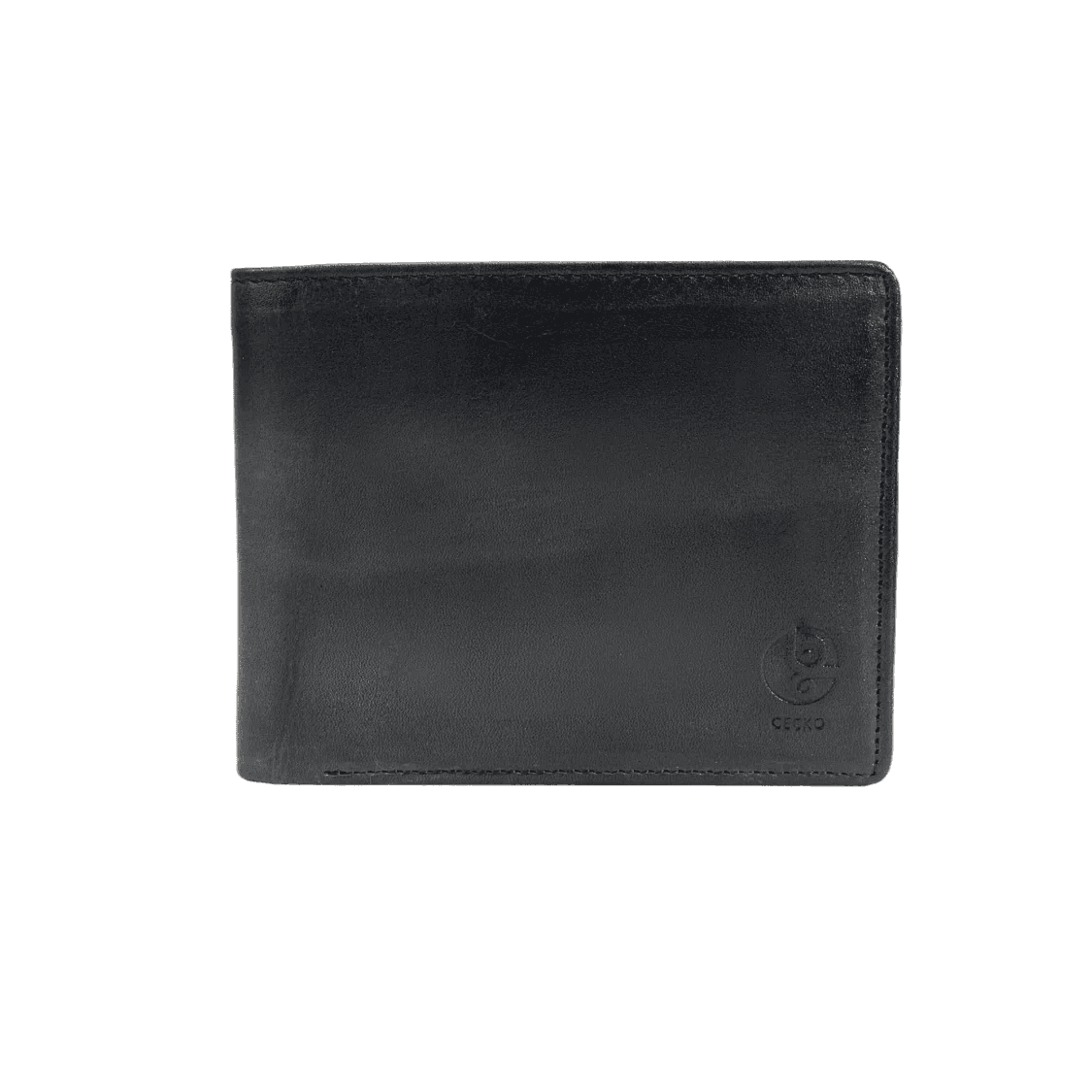 Black leather wallet on a white background