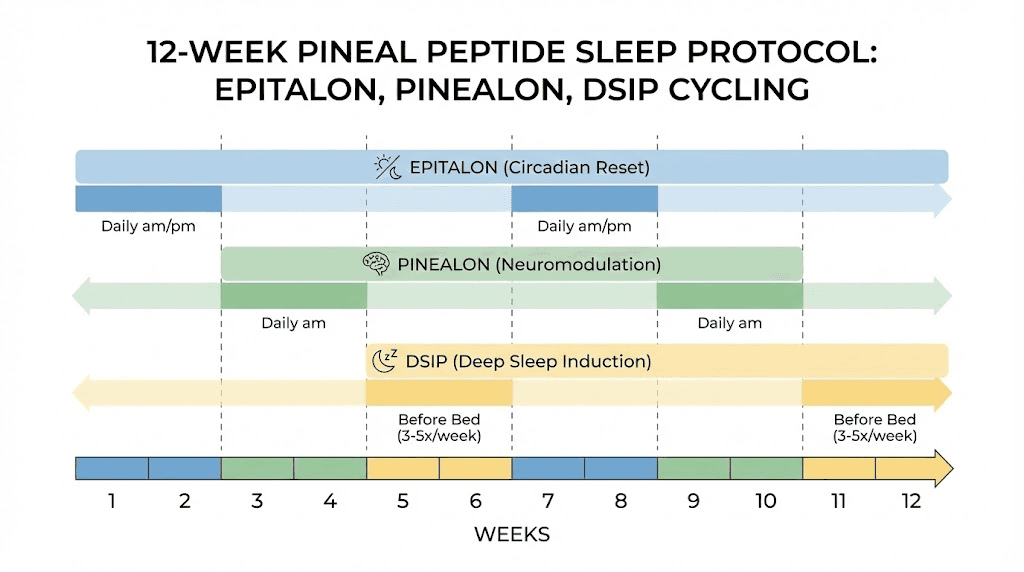 Pineal peptide for sleep 12-week cycling protocol timeline
