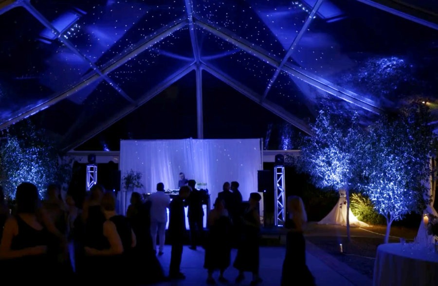 Elegant event space filled with music and movement