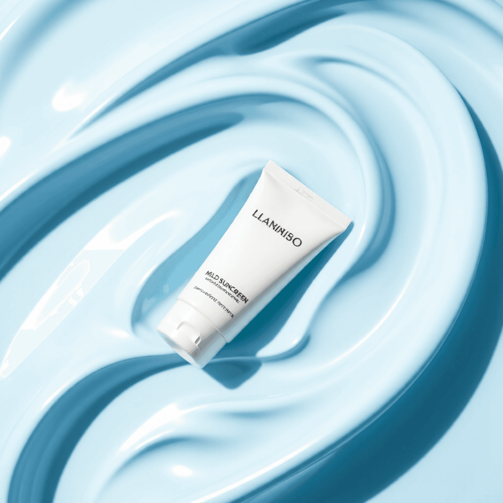product photography of tube of mild sunscreen