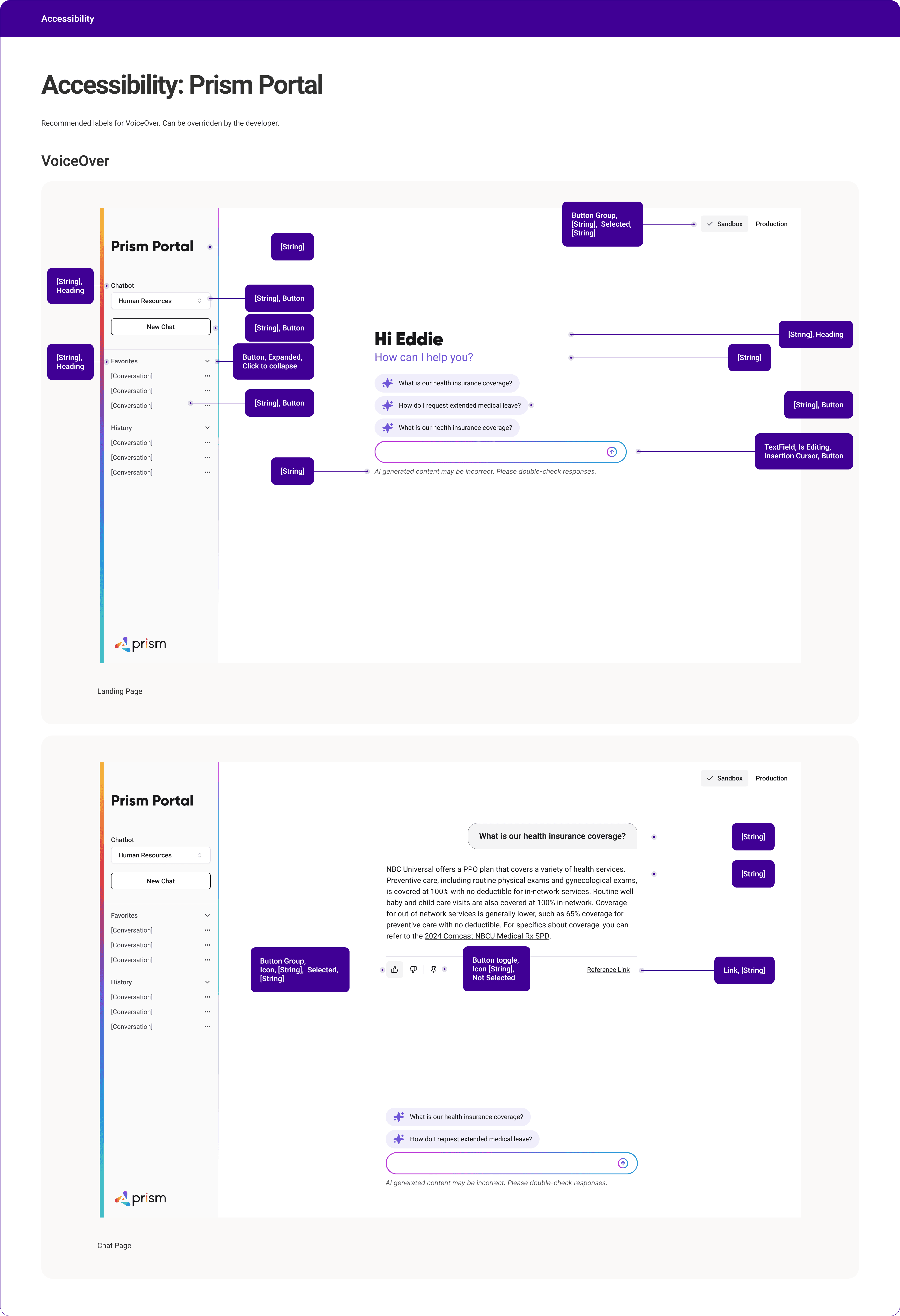 Sidebar component with annotations for developers