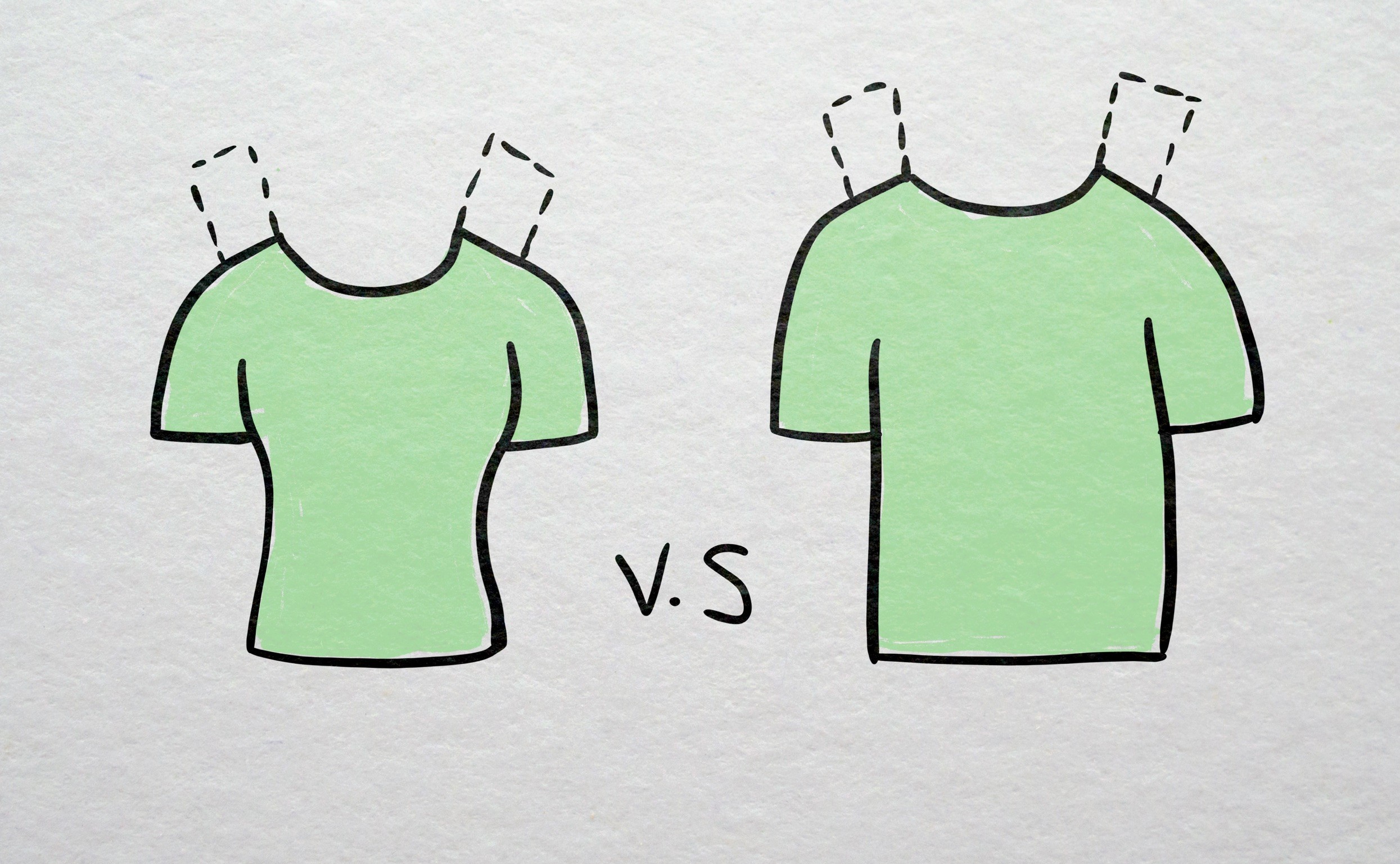 Two t-shirts one slim-fitted and the other loose-fitted