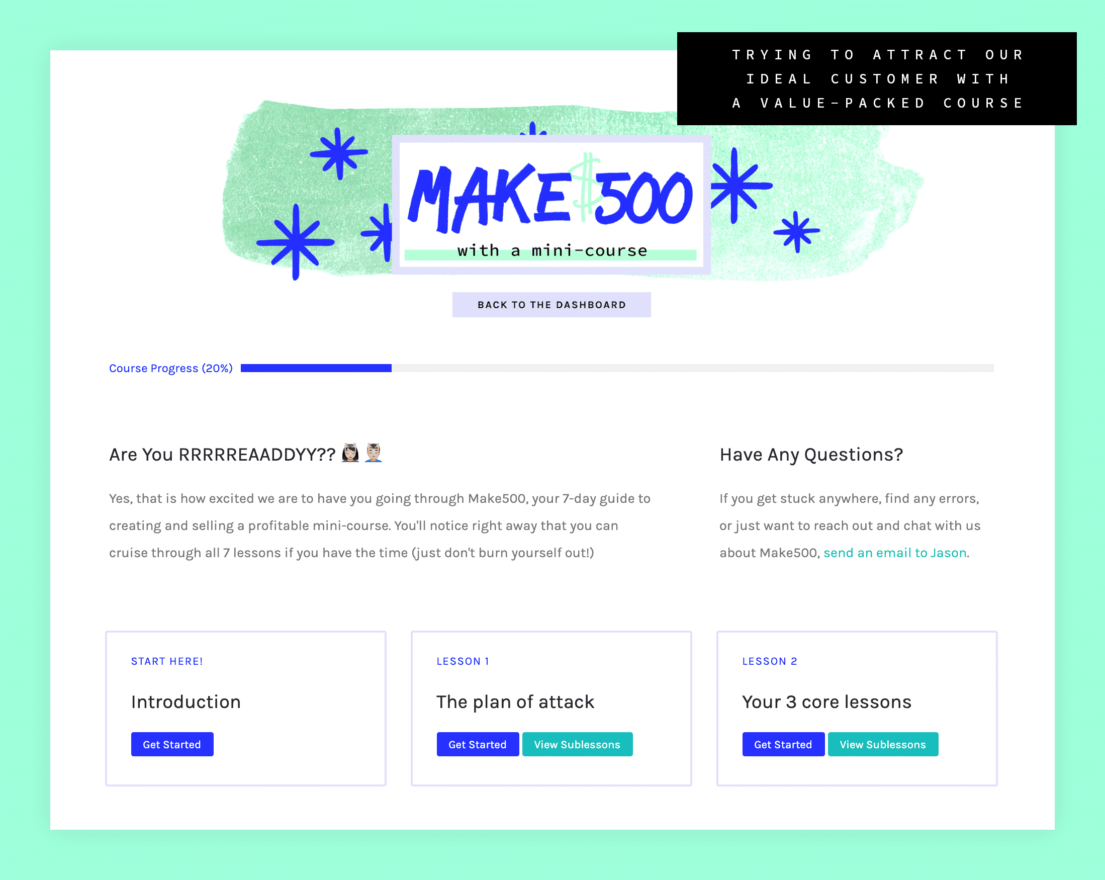 Make500 with a mini-course