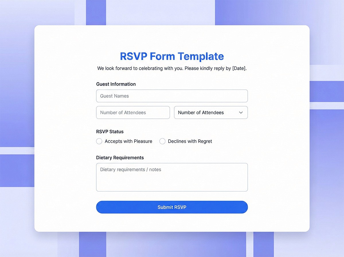 Rsvp Form Template