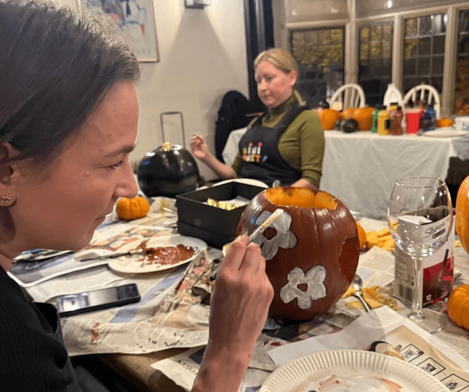 adult pumpkin painting and carving workshop at the Crown Hotel