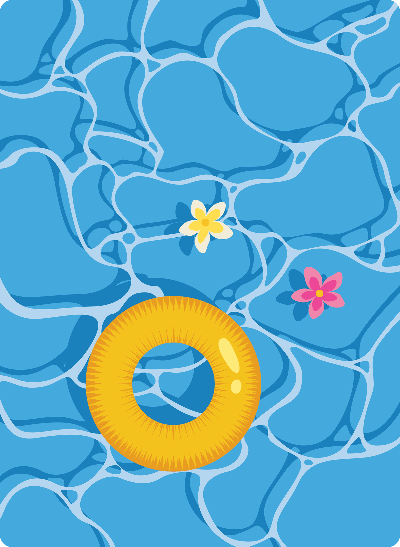 Flowers floating in blue water