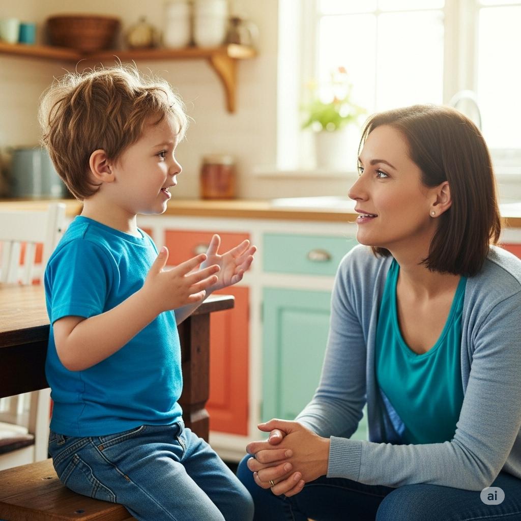 Niño interactuando con su mamá