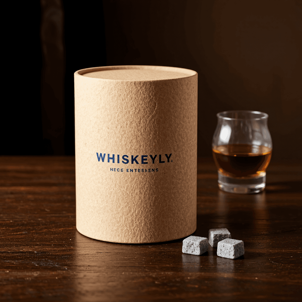 product photography of a cylindrical box of single malt Scotch whisky