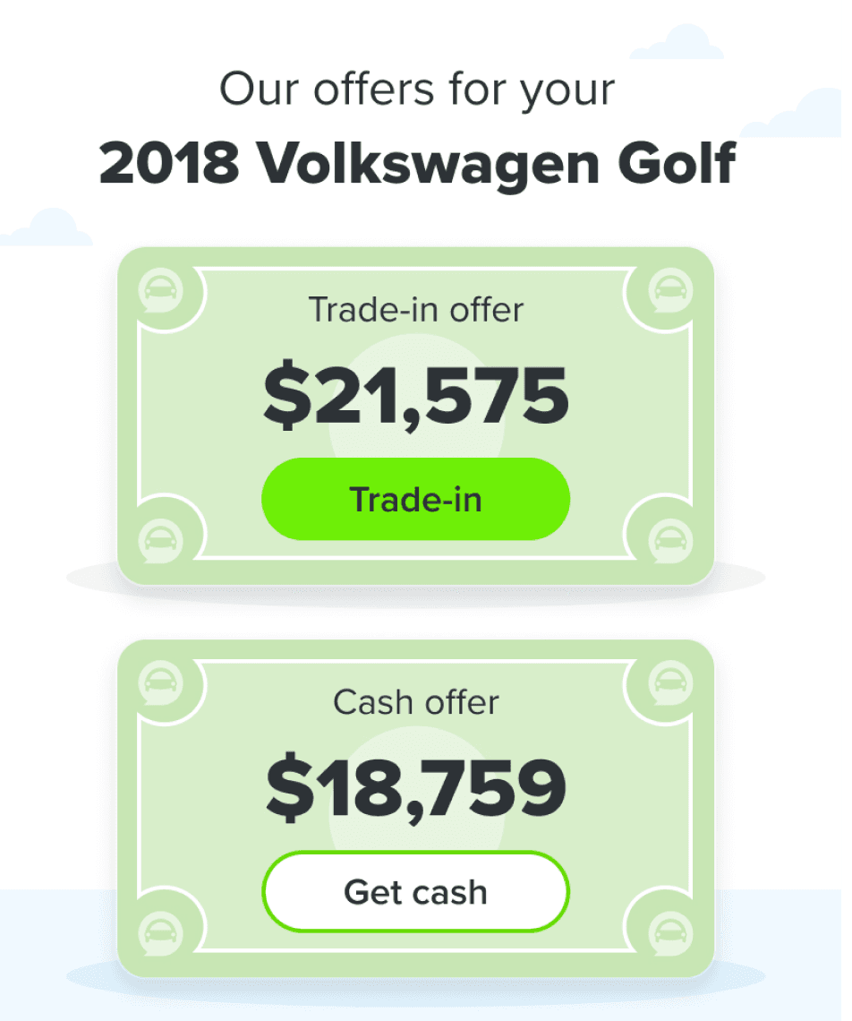 End of sell your car flow - option to trade-in or take the cash offer