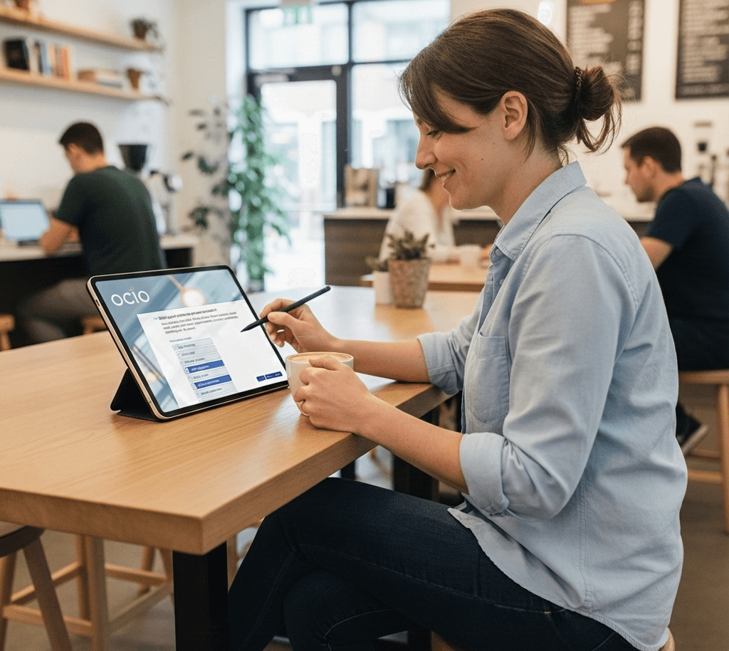 Lady doing questionnaire