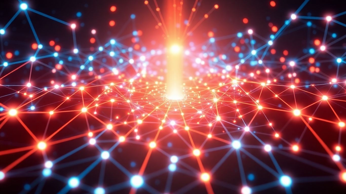 Abstract digital pathways and glowing nodes