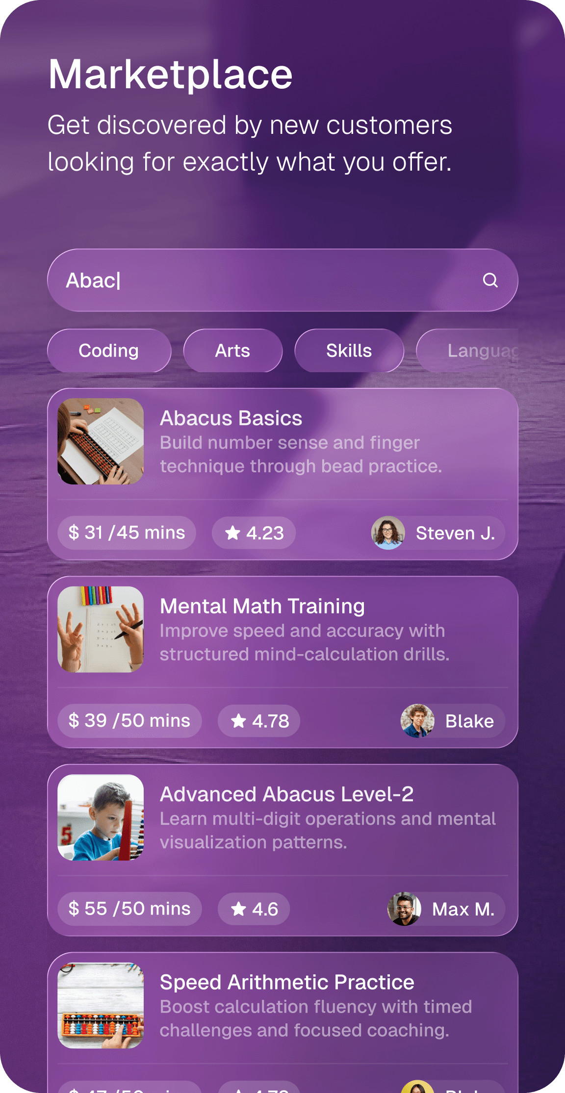 Publish your tutoring services on the Bookme marketplace