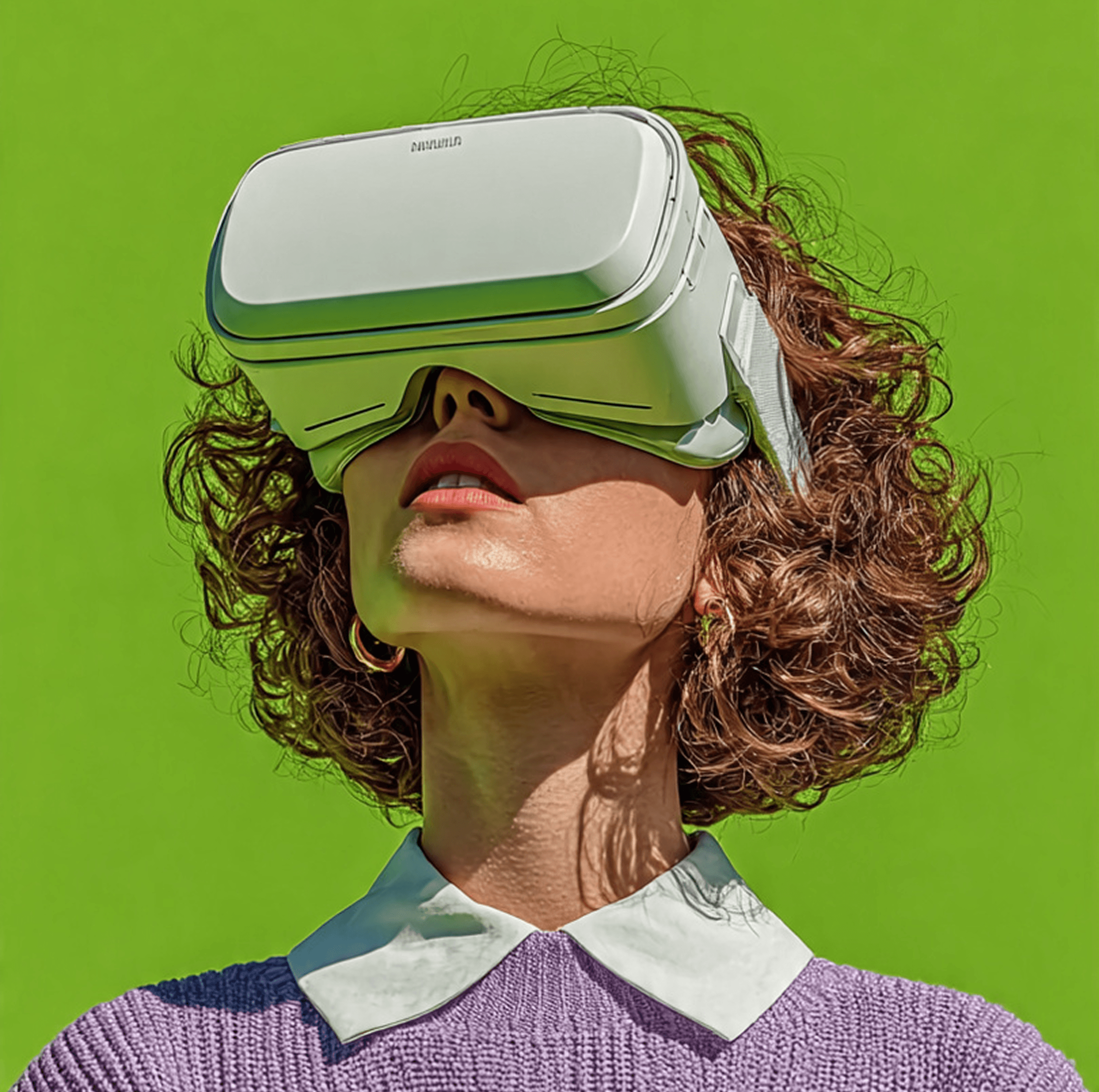 Young leady in green sweater asks a question into a conference mic.