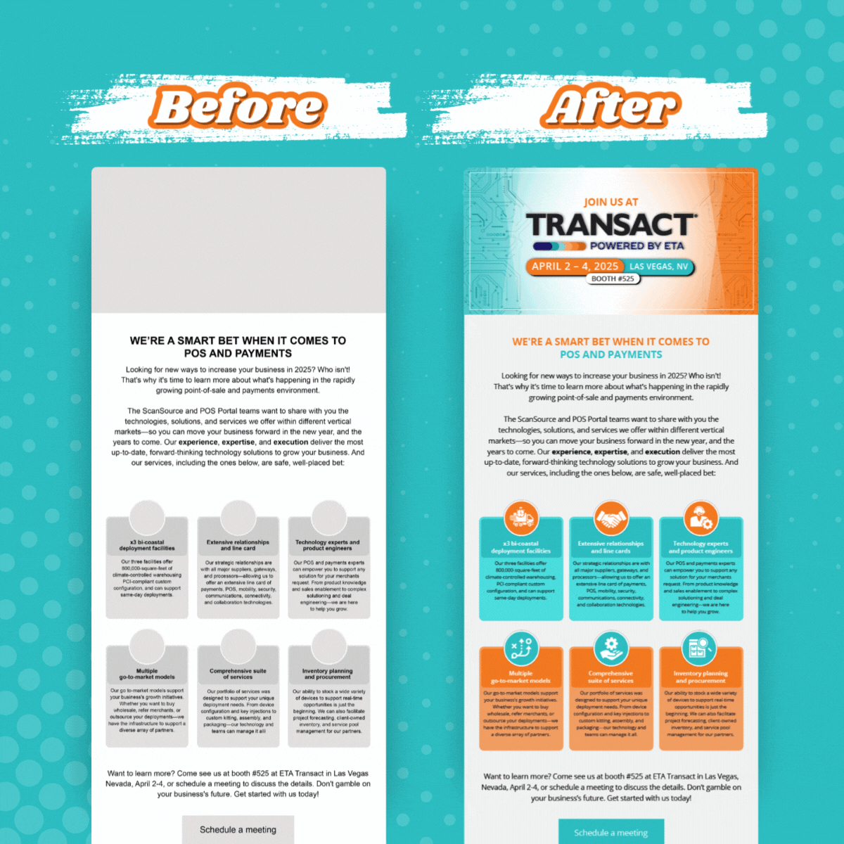 Before and after emails