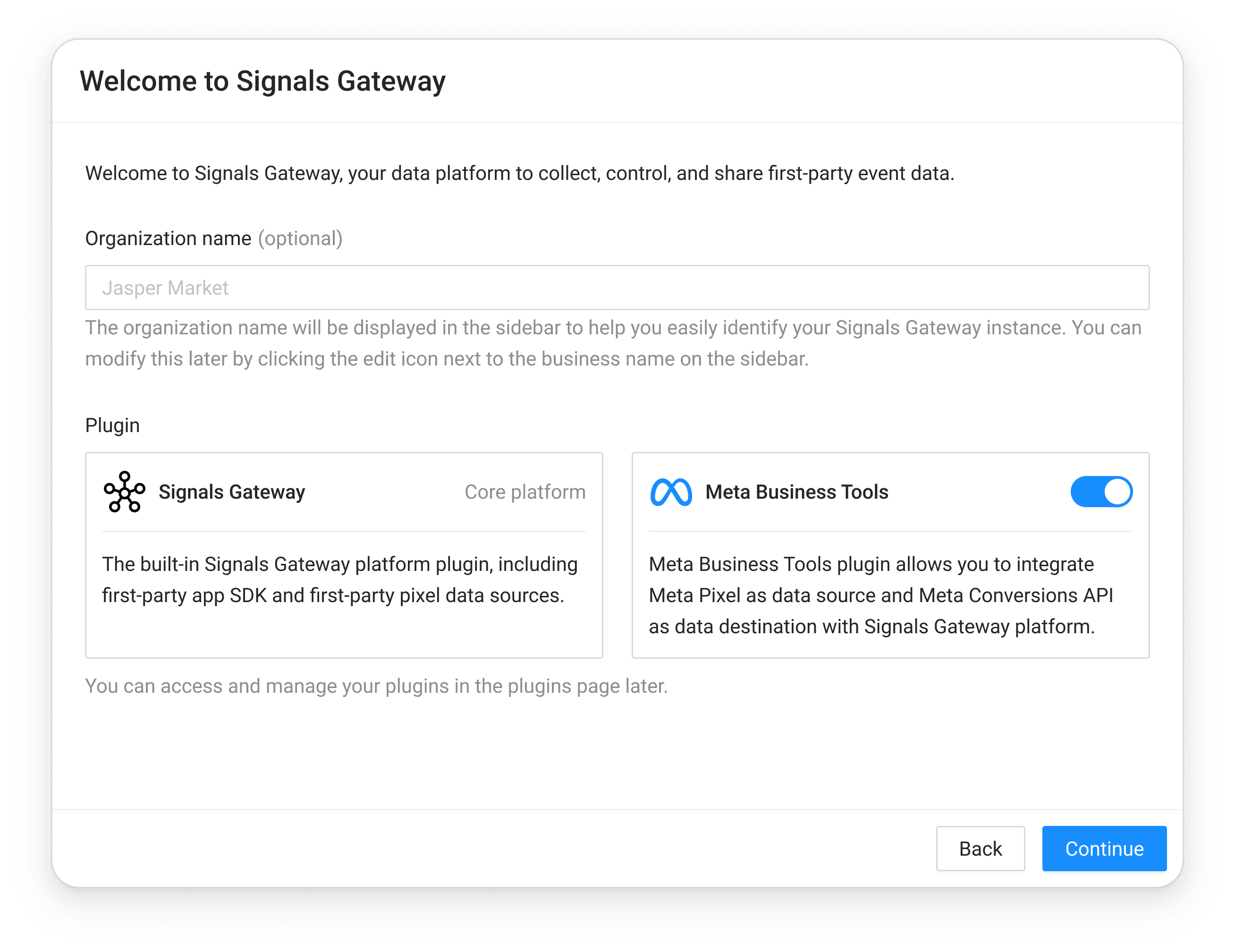 Signal Resilience onboarding wizard