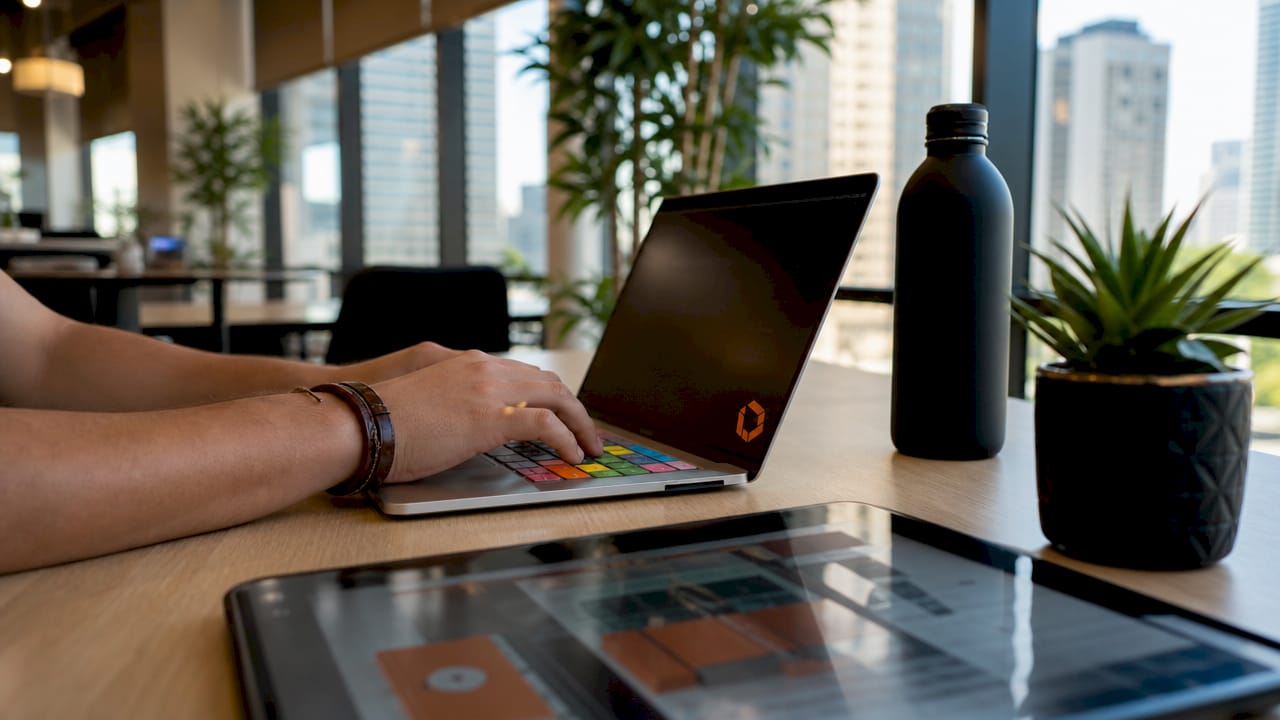 Hands typing code on developer workstation