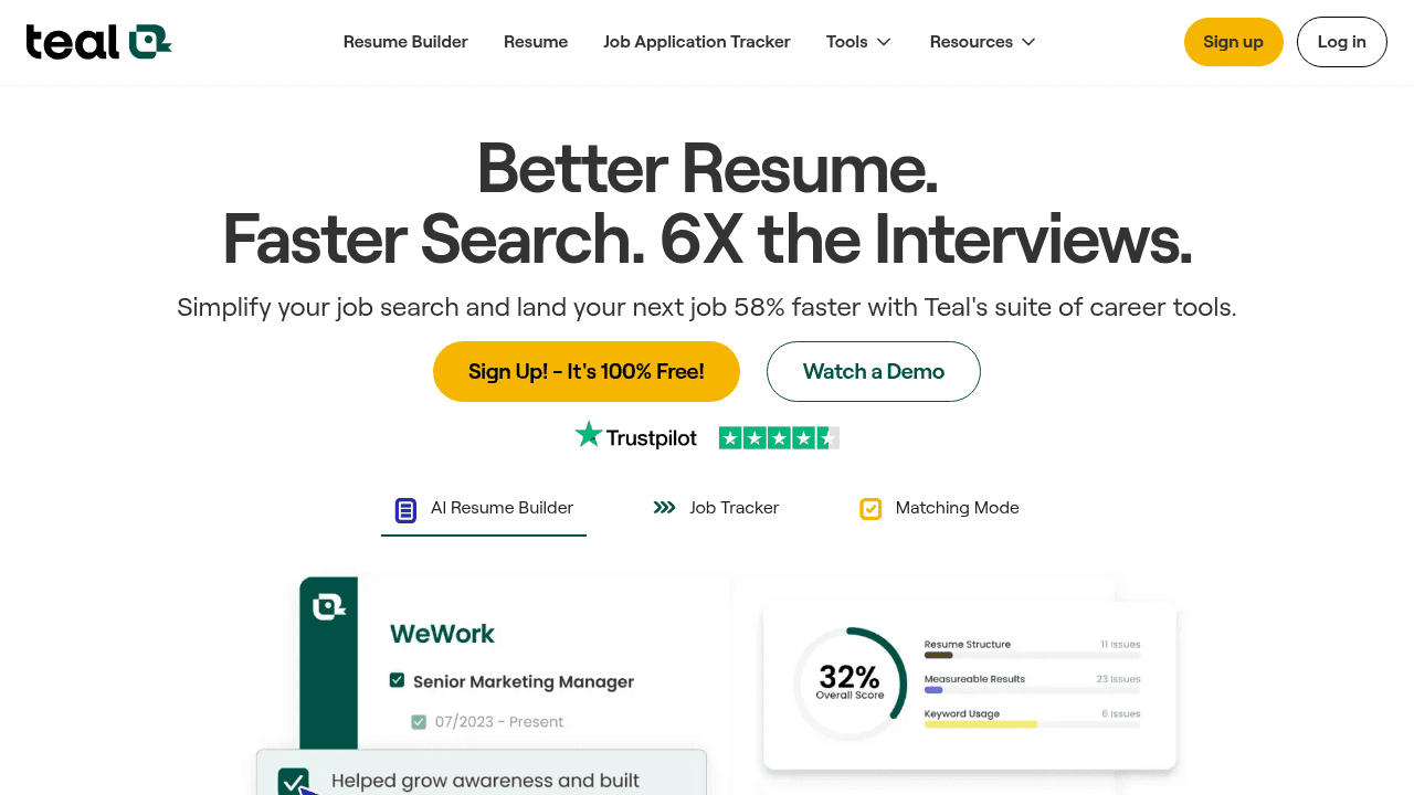Teal job application tracker website homepage showing Chrome extension features and automated job tracking capabilities