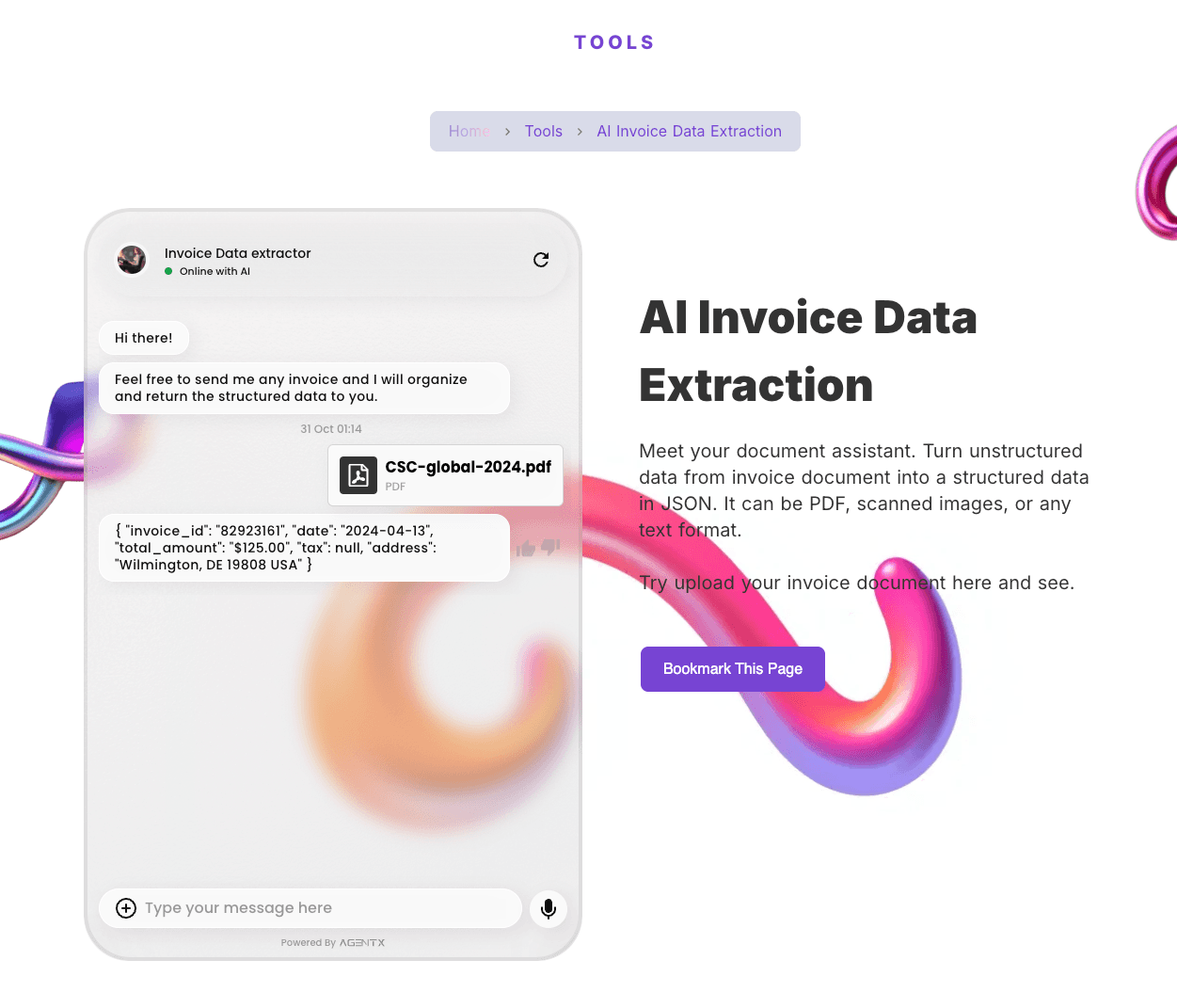 AgentX tool - invoice extractor