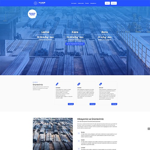 KY Çelik web sitesine ait kısa bir resim.